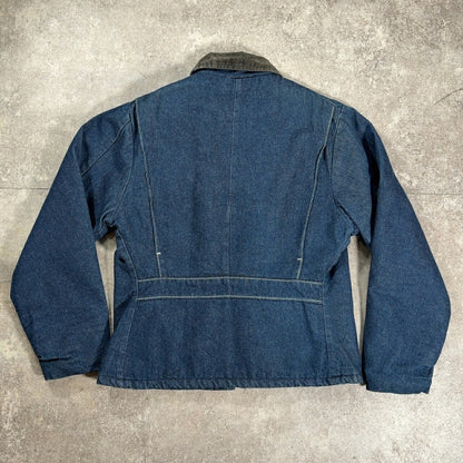 KEY KEY 80s Blue Corduroy Collar Denim Jacket Size 40
