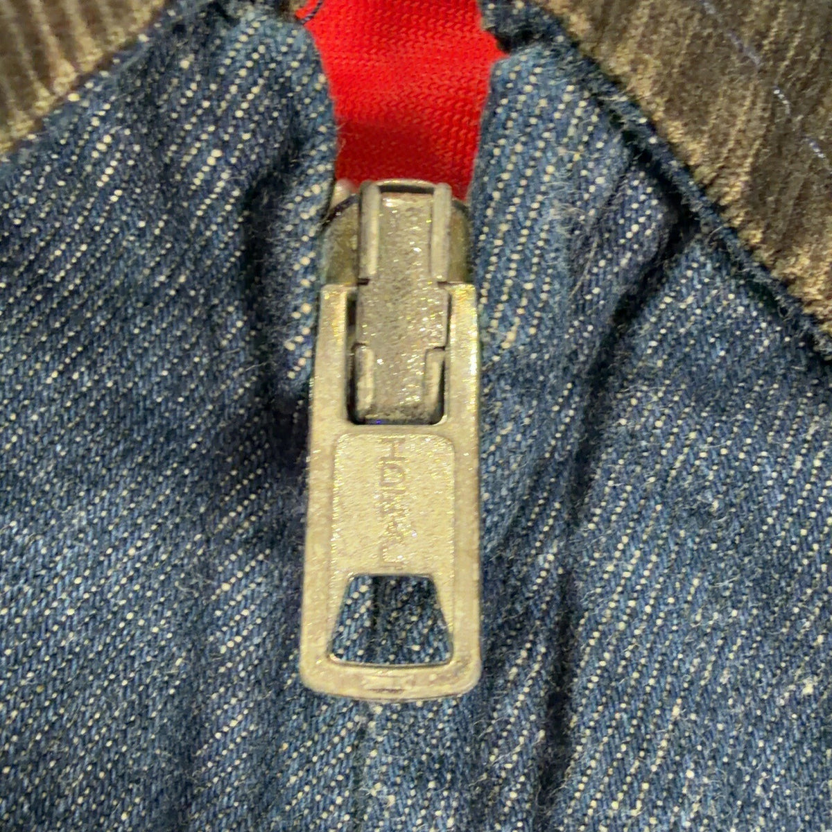 KEY KEY 80s Blue Corduroy Collar Denim Jacket Size 40