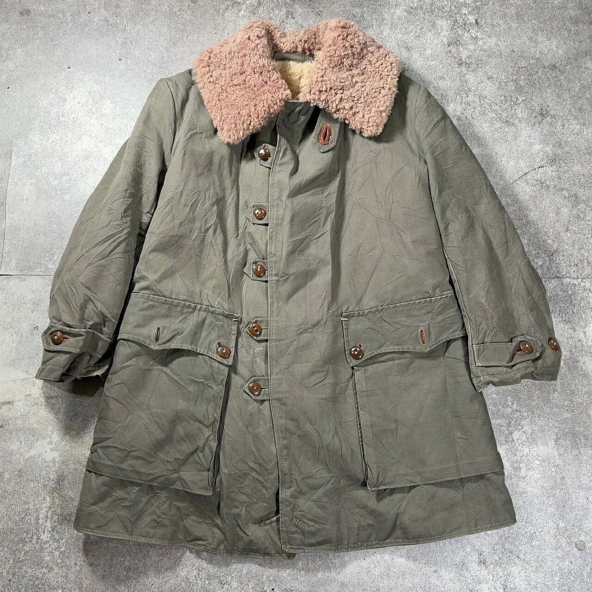 Mats Larsson 1940s Swedish Pilot Canvas Boa Coat