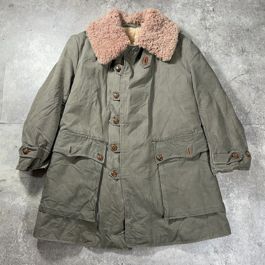 Mats Larsson 1940s Swedish Pilot Canvas Boa Coat