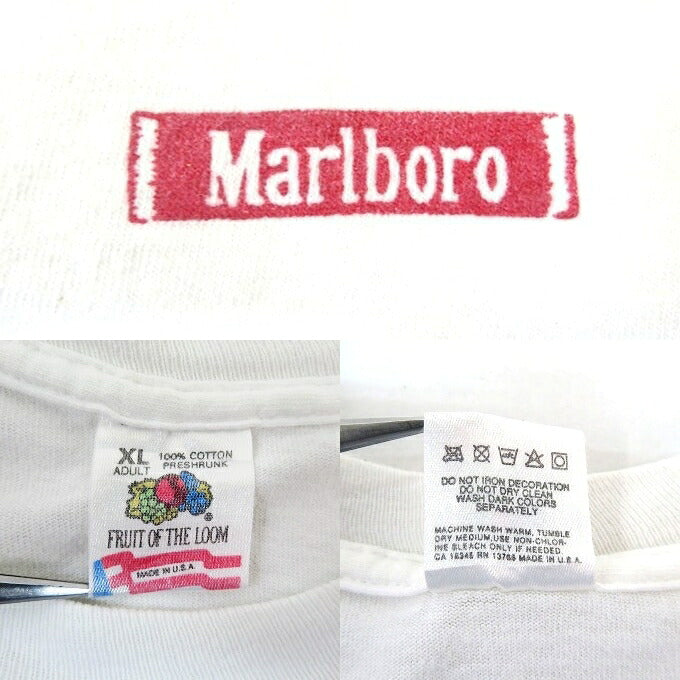 FRUIT OF THE LOOM 90s Marlboro Pocket T-Shirt White Size XL