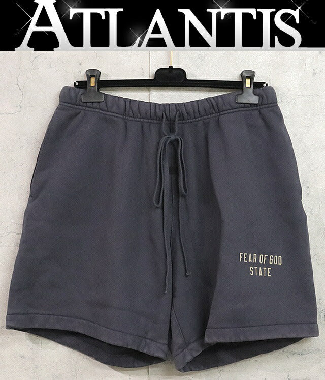 ESSENTIALS Logo-Print Cotton Shorts Navy Size M