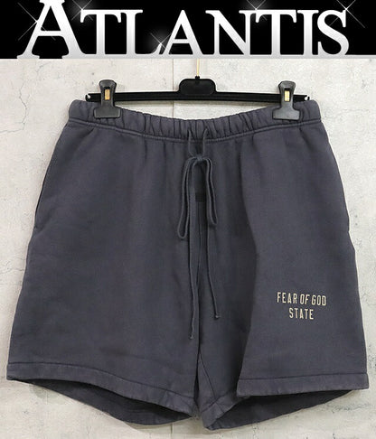 ESSENTIALS Logo-Print Cotton Shorts Navy Size M