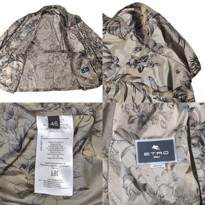 ETRO Botanical Print Nylon Mod Style Jacket Multi Coat Size 46