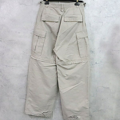 BALENCIAGA Distressed Large Cargo Pants Beige Size 44