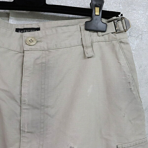 BALENCIAGA Distressed Large Cargo Pants Beige Size 44