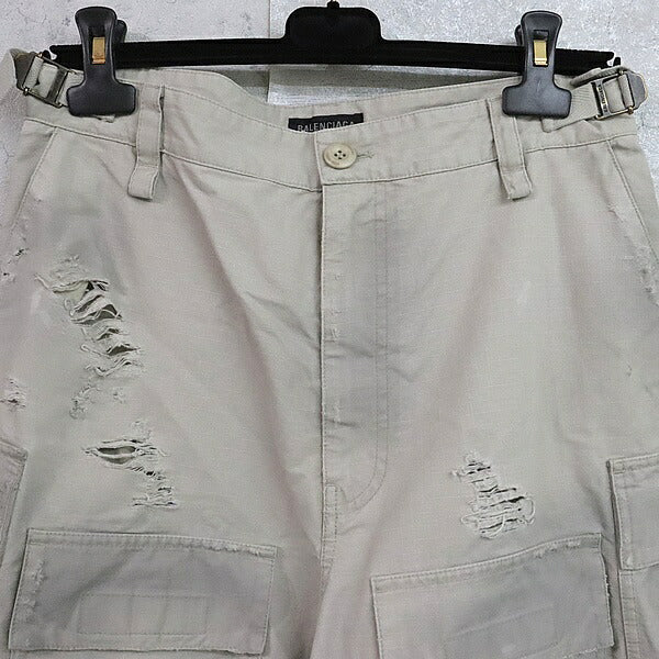 BALENCIAGA Distressed Large Cargo Pants Beige Size 44