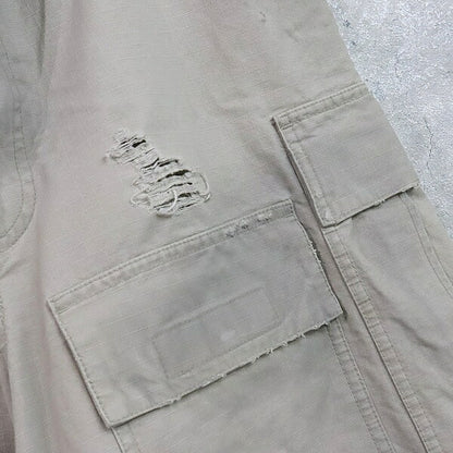 BALENCIAGA Distressed Large Cargo Pants Beige Size 44