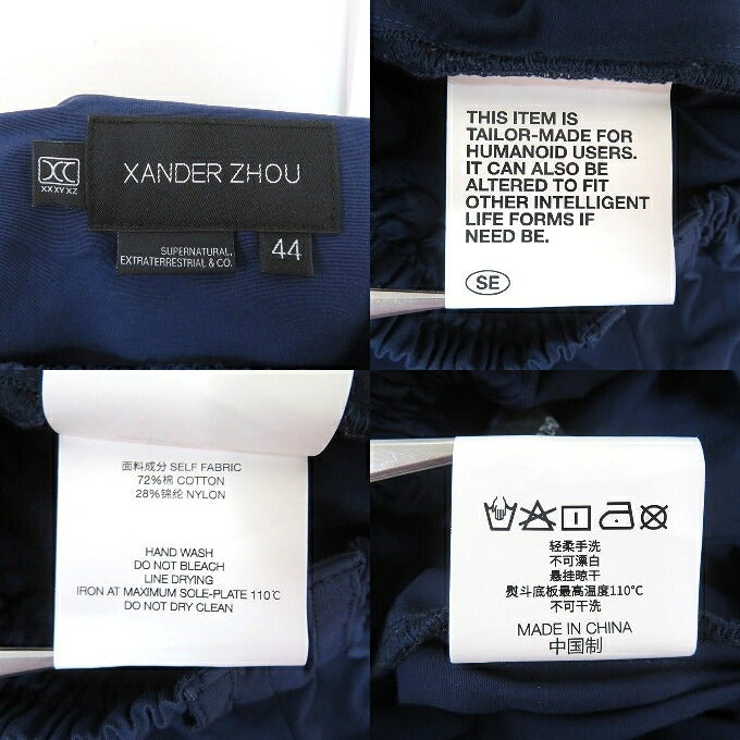 XANDER ZHOU Cotton Nylon Pants Navy Size 44