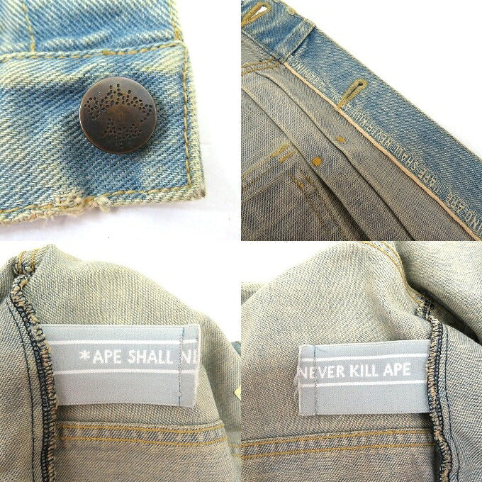 A BATHING APE NIGO Era Distressed Star Denim Jacket Size XS