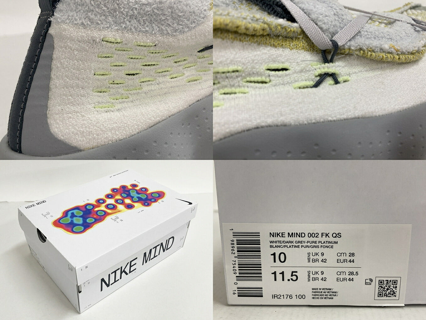 PLATINUM Nike Mind 002 Flyknit QS White Sneakers Size 28cm