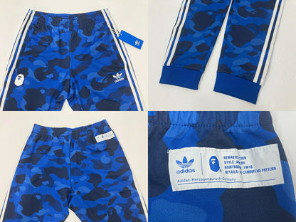 A BATHING APE x Adidas Track Pants Blue Sweatpants Size L