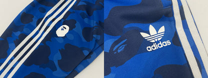 A BATHING APE x Adidas Track Pants Blue Sweatpants Size L