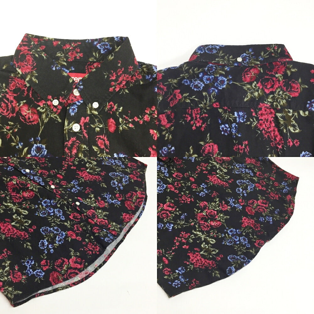Supreme Black Floral Flannel Shirt Size M