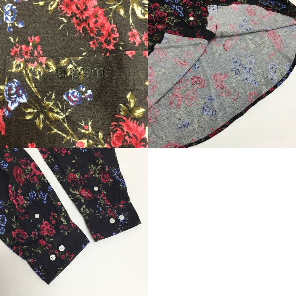 Supreme Black Floral Flannel Shirt Size M