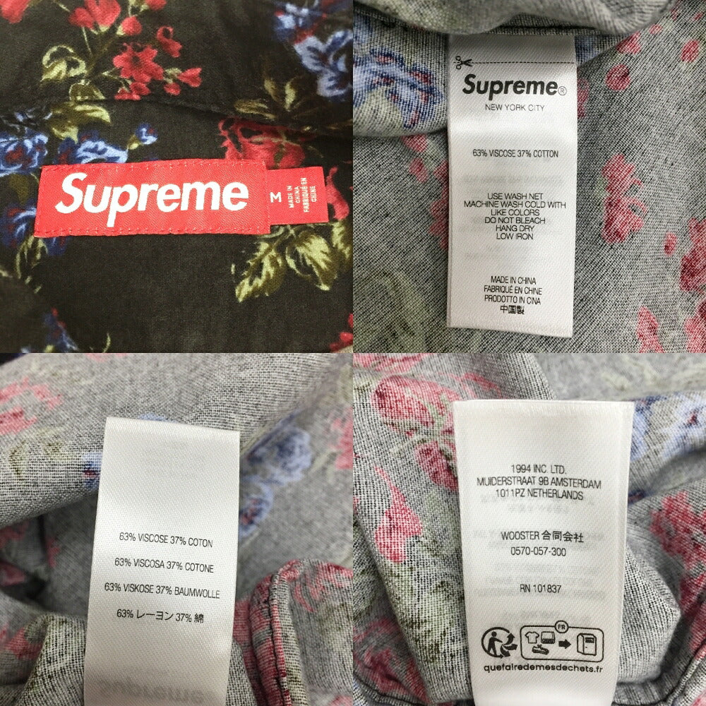 Supreme Black Floral Flannel Shirt Size M