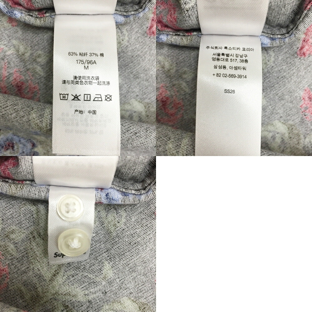 Supreme Black Floral Flannel Shirt Size M
