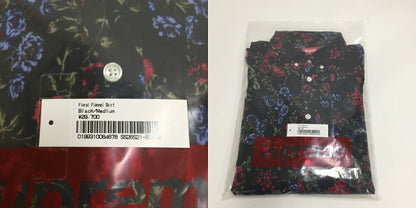 Supreme Black Floral Flannel Shirt Size M