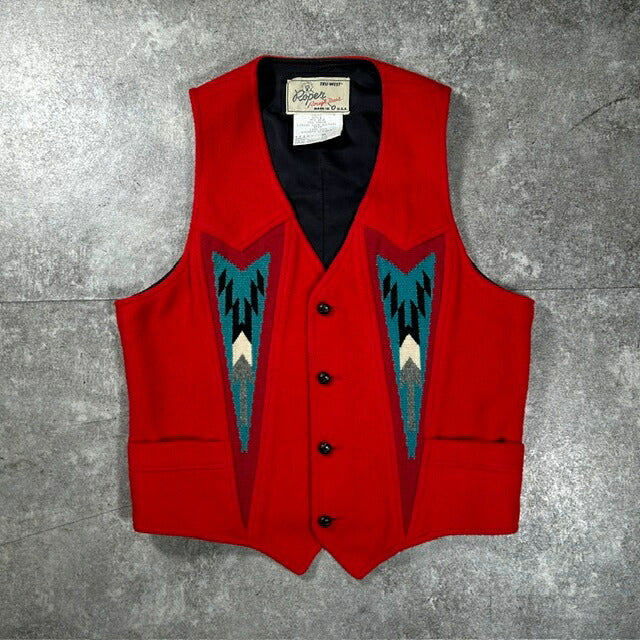 TRU-WEST 80s 90s Chimayo Blanket Wool Vest Size 40