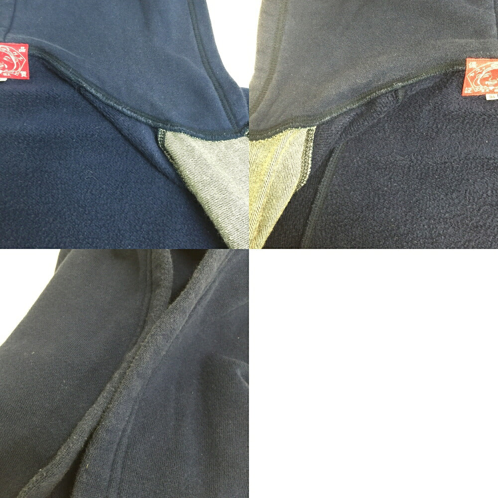 EVISU Denim Panel Zip Hoodie Navy Size 34