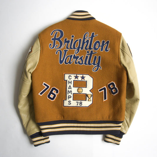 Whitesville Embellished leather-sleeved varsity Size 38