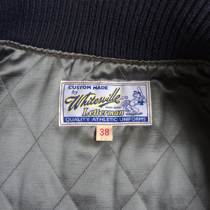 Whitesville Embellished leather-sleeved varsity Size 38