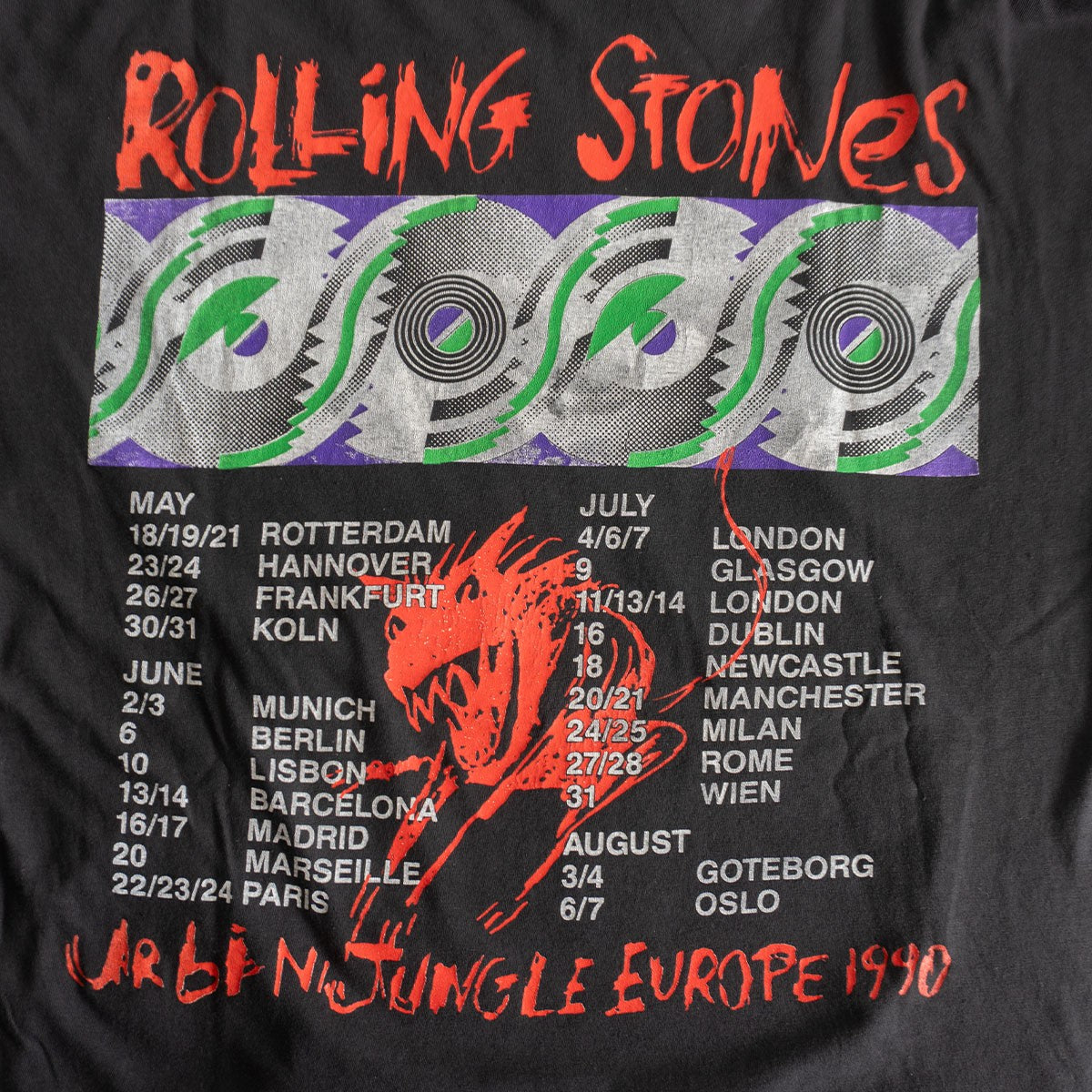 ROLLING STONES 90S 1990 URBAN JUNGLE EUROPE TOUR Tee