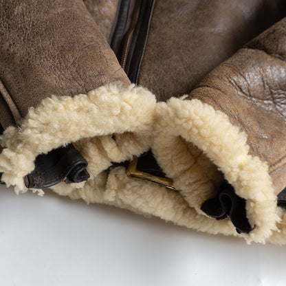 Schott Shearling biker jacket Brown Size 40
