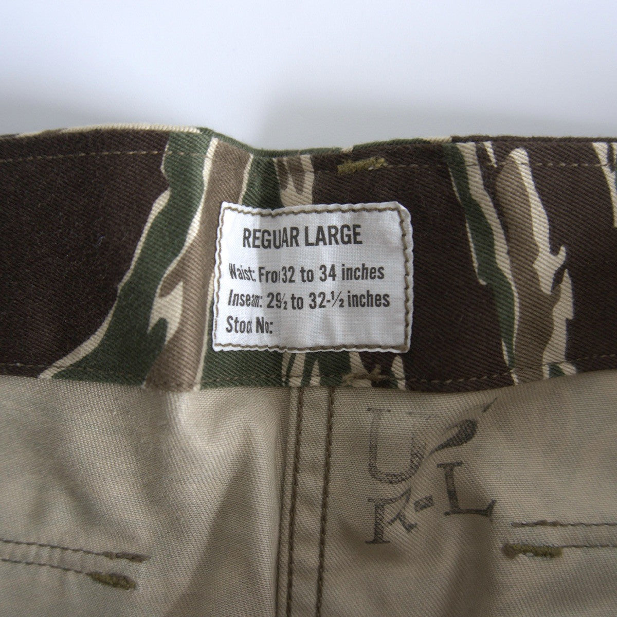 THE REAL McCOY'S Tiger Camo Club Cammies Trousers Size LARGE