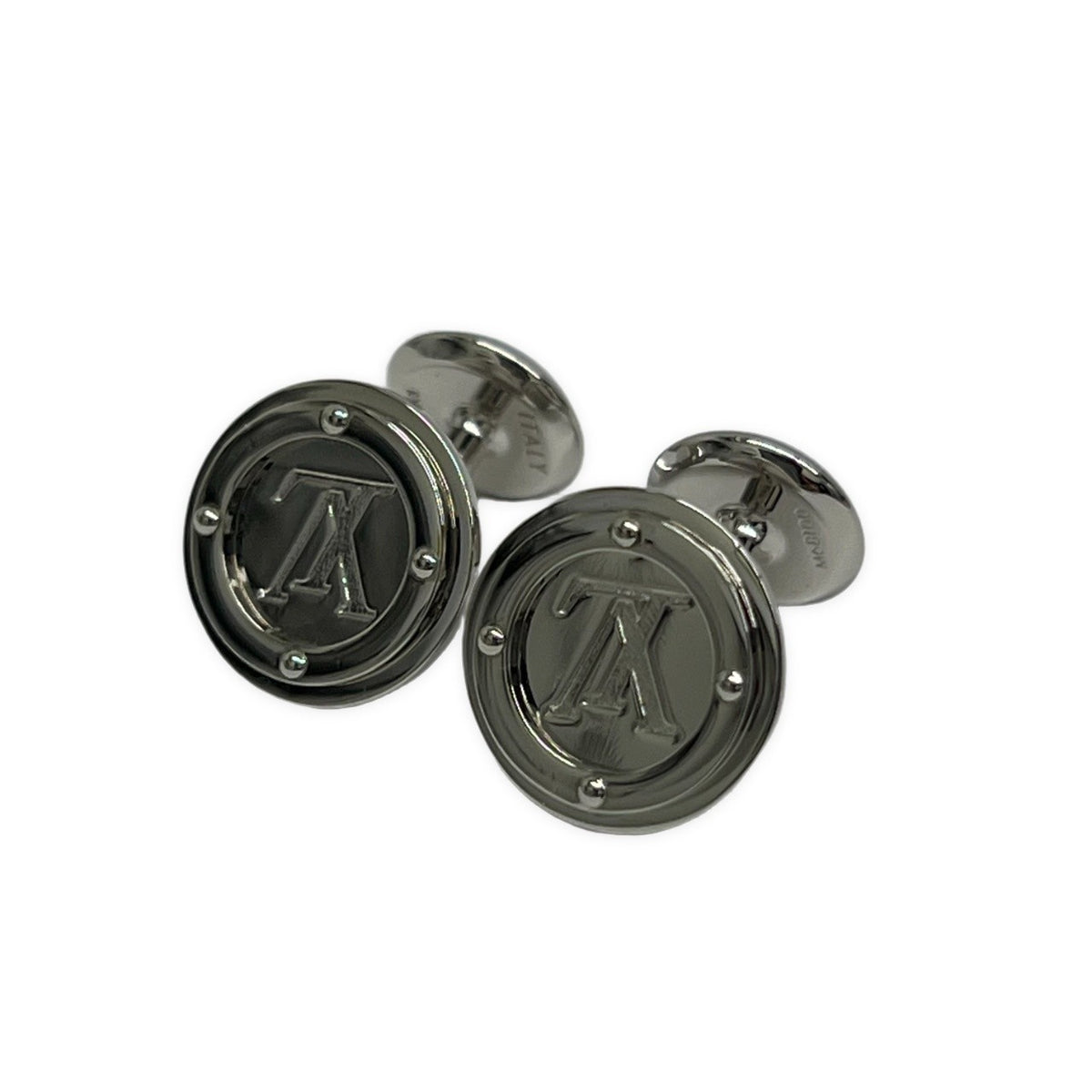 LOUIS VUITTON LV Circle Silver Cufflinks Italy