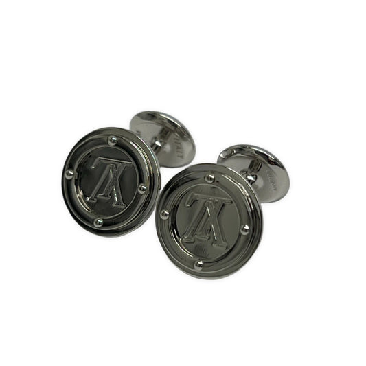 LOUIS VUITTON LV Circle Silver Cufflinks Italy