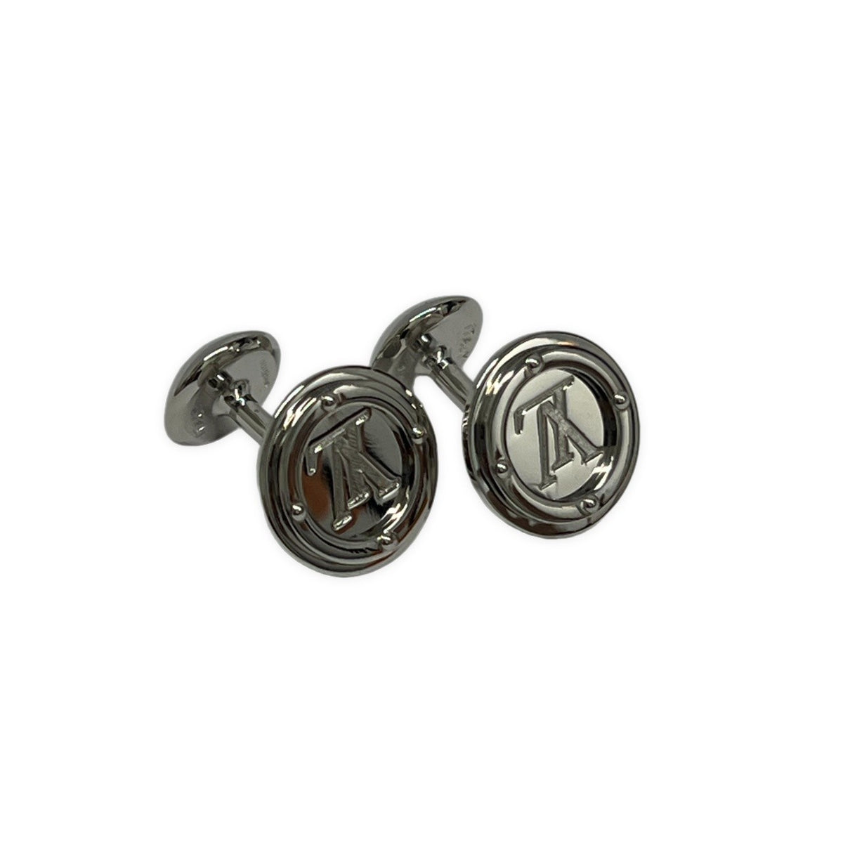 LOUIS VUITTON LV Circle Silver Cufflinks Italy