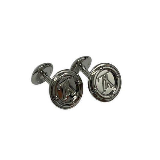 LOUIS VUITTON LV Circle Silver Cufflinks Italy