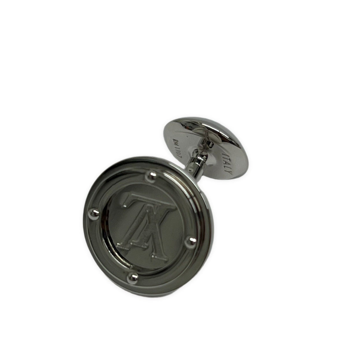 LOUIS VUITTON LV Circle Silver Cufflinks Italy