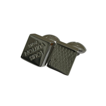 LOUIS VUITTON Damier Silver Cufflinks Made in Italy