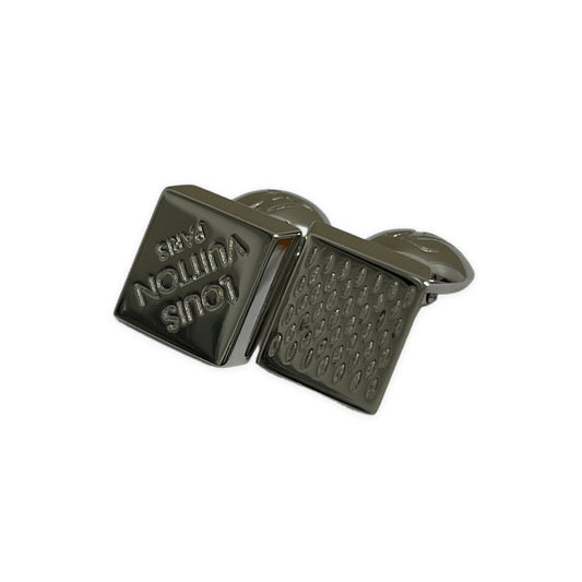 LOUIS VUITTON Damier Silver Cufflinks Made in Italy