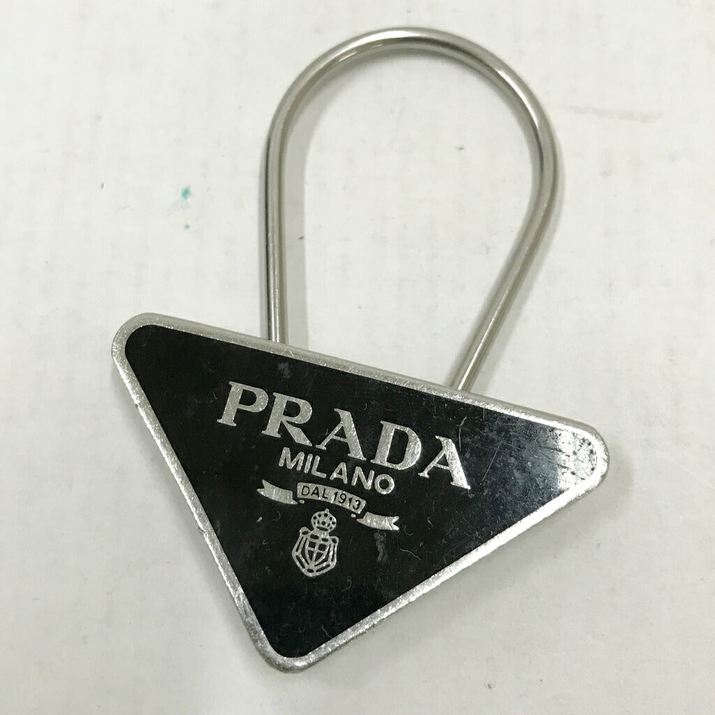 PRADA Enamel Triangle Logo Keychain Multi Size ONE SIZE