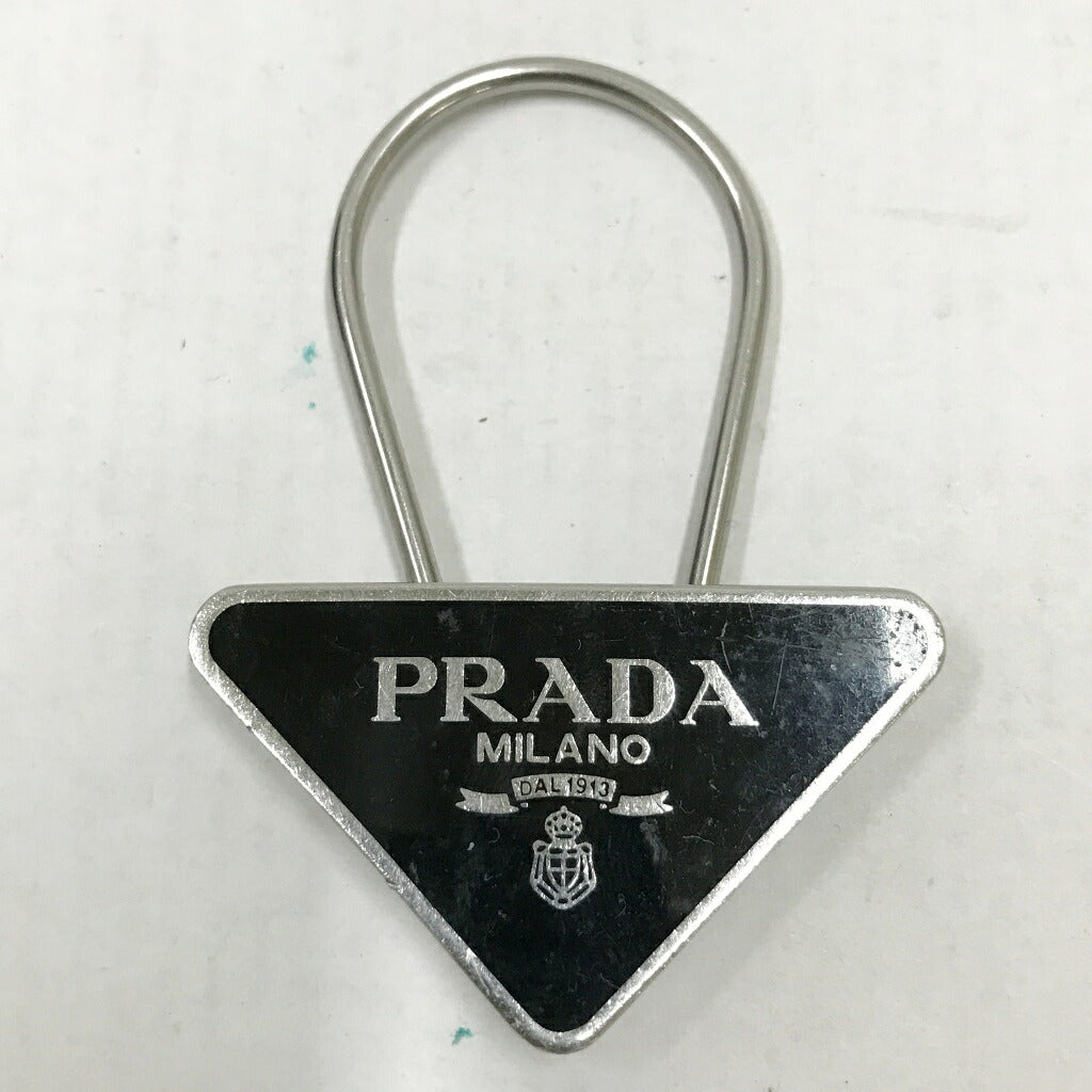 PRADA Enamel Triangle Logo Keychain Multi Size ONE SIZE