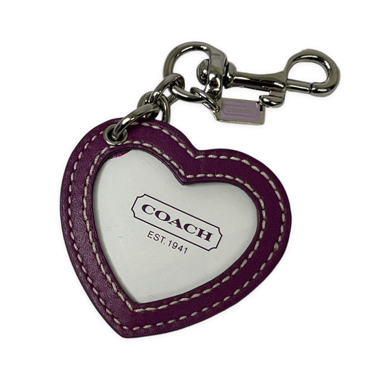 COACH Heart Photo Frame Leather Bag Charm Purple