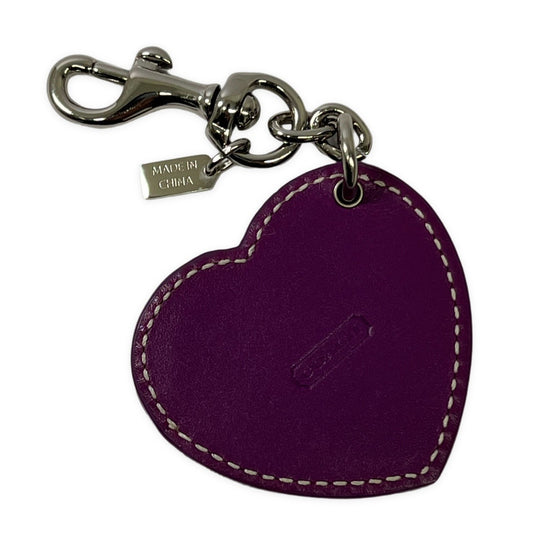 COACH Heart Photo Frame Leather Bag Charm Purple
