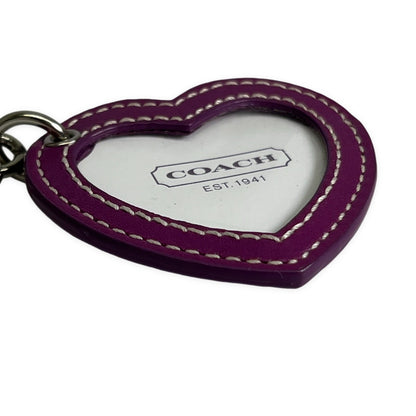 COACH Heart Photo Frame Leather Bag Charm Purple