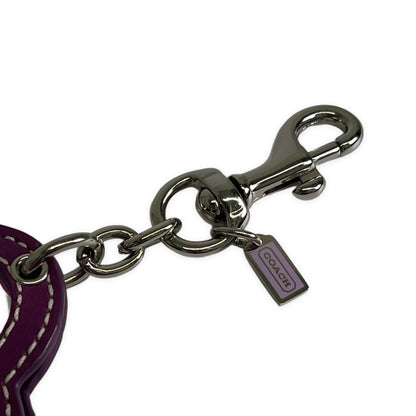 COACH Heart Photo Frame Leather Bag Charm Purple