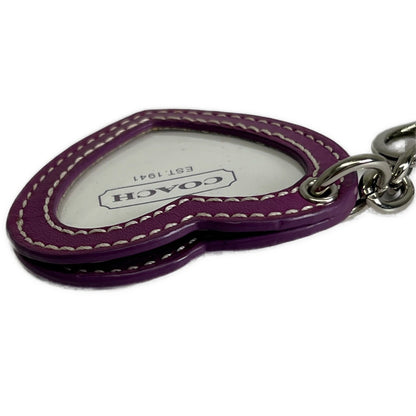 COACH Heart Photo Frame Leather Bag Charm Purple