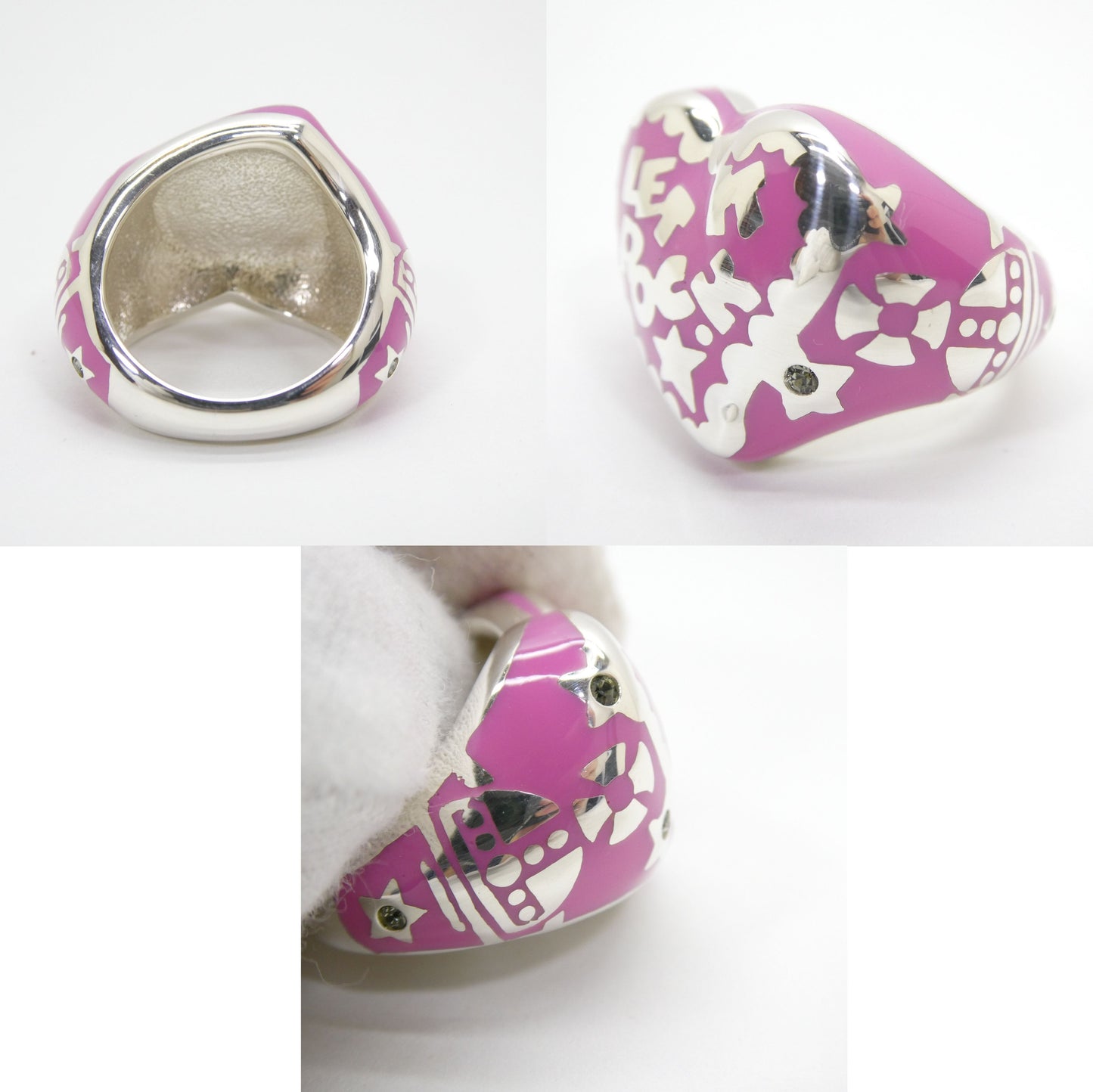 Vivienne Westwood LET IT ROCK Pink Heart Ring Size ONE SIZE