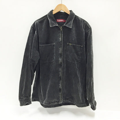 Supreme Washed Corduroy Zip Up Long Shirt Black Size L