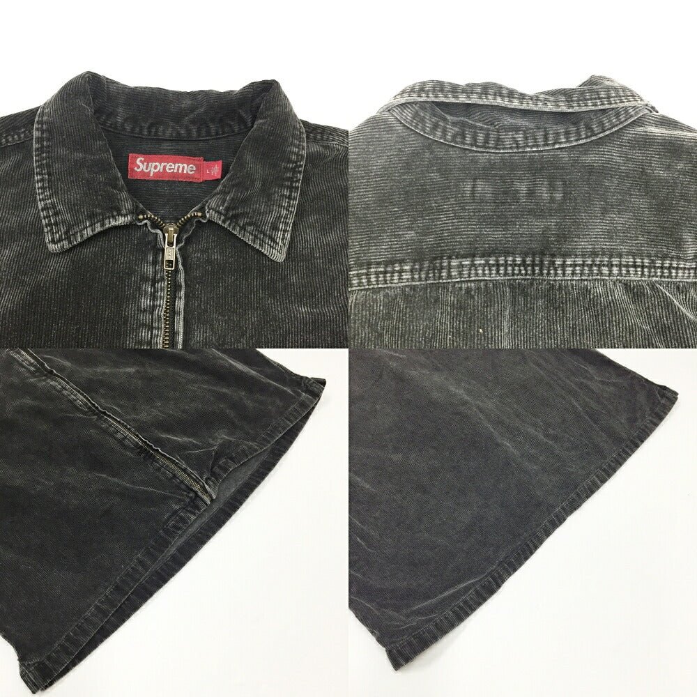 Supreme Washed Corduroy Zip Up Long Shirt Black Size L