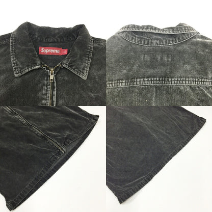 Supreme Washed Corduroy Zip Up Long Shirt Black Size L