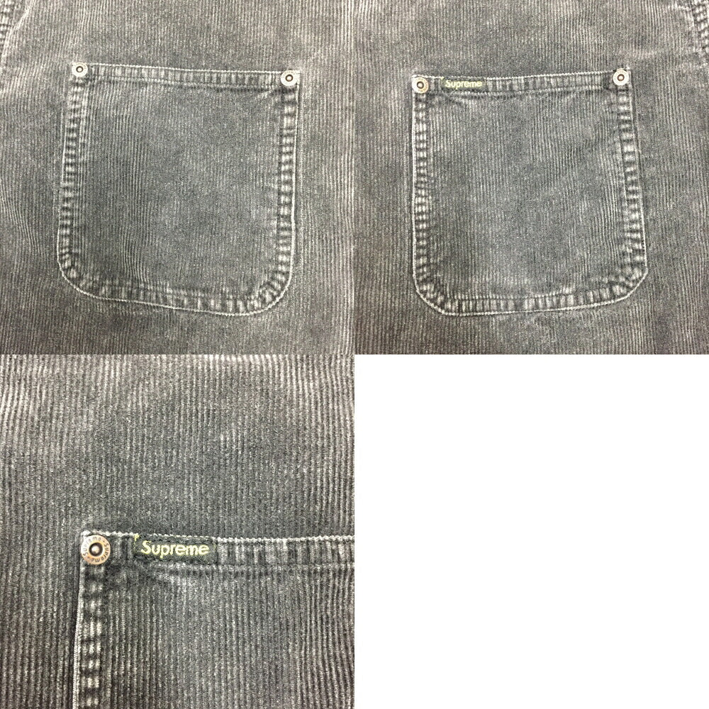 Supreme Washed Corduroy Zip Up Long Shirt Black Size L