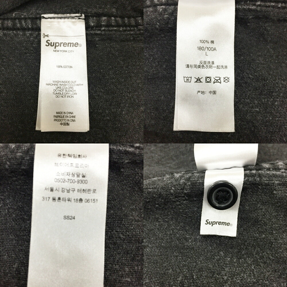 Supreme Washed Corduroy Zip Up Long Shirt Black Size L