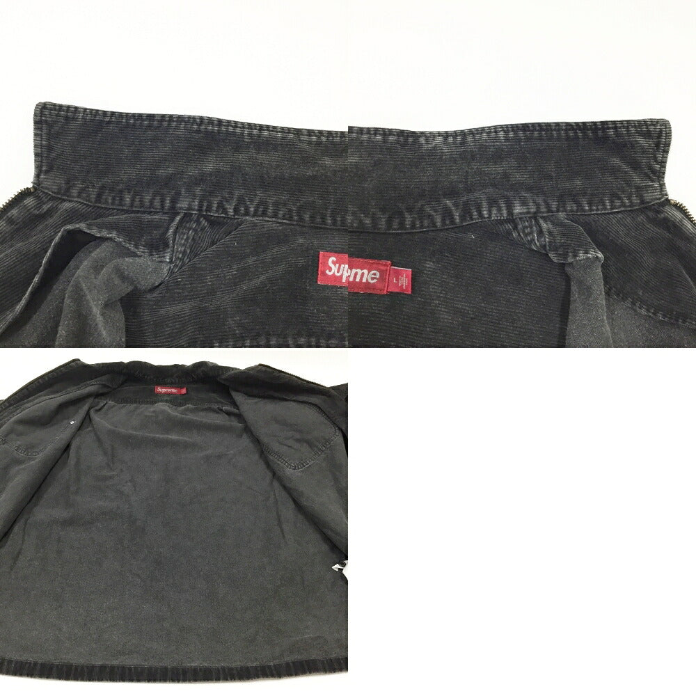 Supreme Washed Corduroy Zip Up Long Shirt Black Size L